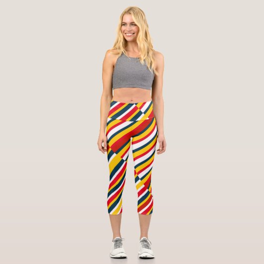 Bohemischer Streifen Capri Leggings (Vorderseite)