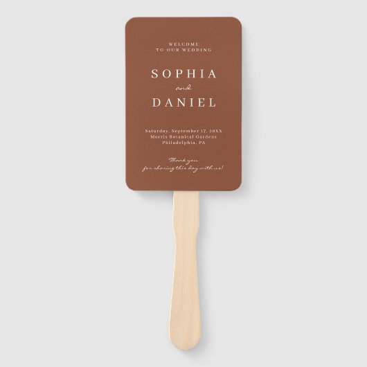 Bohemischer Terracotta-Hochzeitslüfter Fächer (Vorderseite)