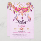 Bohemischer Traumfänger-Blumenbaby-Dusche Einladung (Vorne/Hinten)