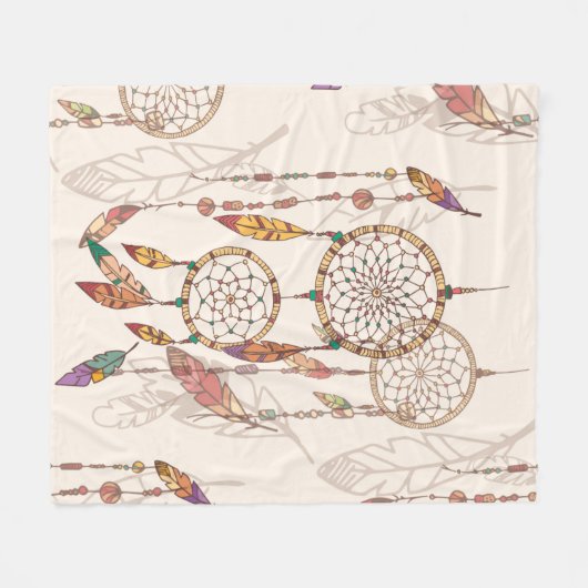 Bohemischer Traumfänger mit Perlen und Federn, se Fleecedecke (Vorderseite (Horizontal))