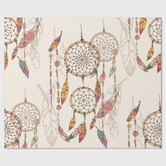 Bohemischer Traumfänger mit Perlen und Federn, se Geschenkpapier (Flach)