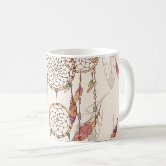 Bohemischer Traumfänger mit Perlen und Federn, se Kaffeetasse (VorderseiteRechts)