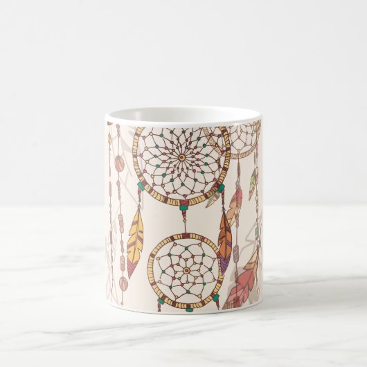 Bohemischer Traumfänger mit Perlen und Federn, se Kaffeetasse (Mittel)