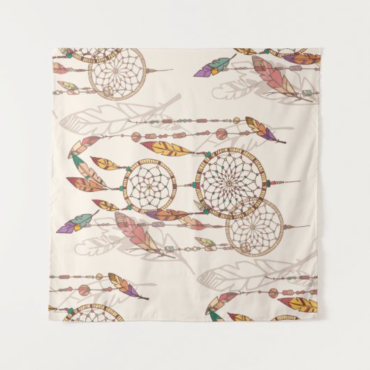 Bohemischer Traumfänger mit Perlen und Federn, se Wandteppich (Vorderseite (Horizontal))