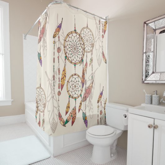 Bohemischer Traumfänger Nahtlos handGezeichnet Duschvorhang (Beispiel)