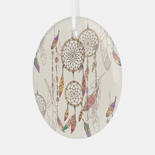 Bohemischer Traumfänger Nahtlos handGezeichnet Ornament Aus Glas (Vorderseite links)