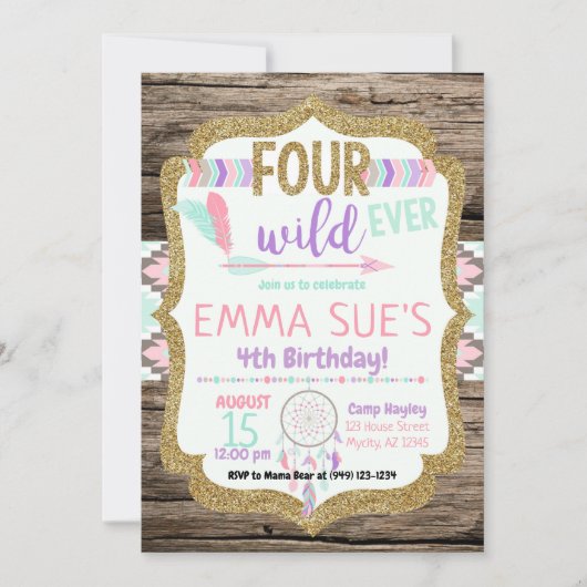 Bohemischer Tribal Dreamcatcher Vier Ever Wild Einladung (Vorderseite)