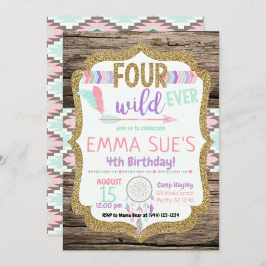 Bohemischer Tribal Dreamcatcher Vier Ever Wild Einladung (Vorne/Hinten)