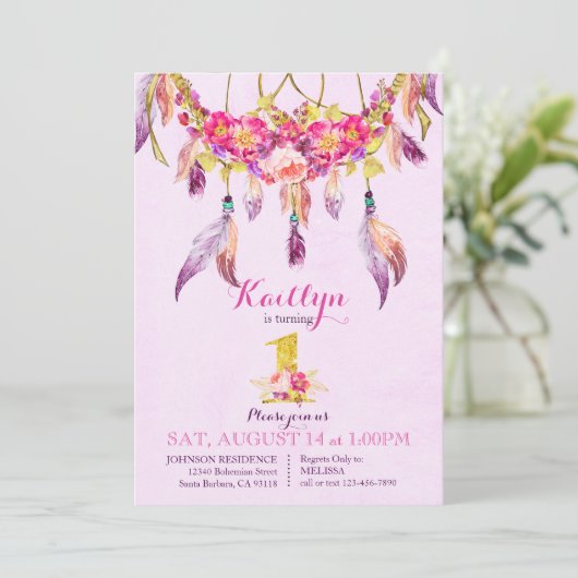 Bohemischer Ureinwohner-Traum-Fänger-Geburtstag Einladung (Stehend Vorderseite)