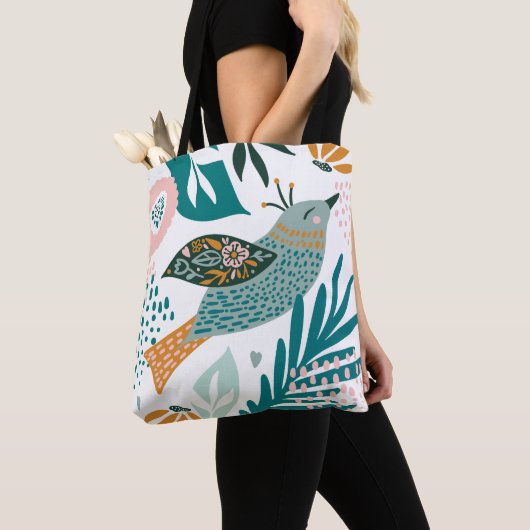 Bohemischer Vogel mit Chic-botanischen mit Tasche (Von Nahem)