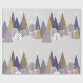 Bohemischer Wald grau und blau, Weihnachten Geschenkpapier (Flach)