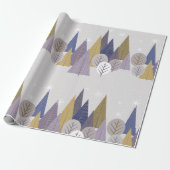 Bohemischer Wald grau und blau, Weihnachten Geschenkpapier (Ungerollt)