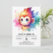 Bohemischer Waldaffe Geburtstag Einladung (Stehend Vorderseite)