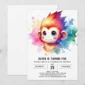 Bohemischer Waldaffe Geburtstag Einladung (Vorne/Hinten)