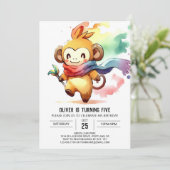 Bohemischer Waldaffe Geburtstag Einladung (Stehend Vorderseite)