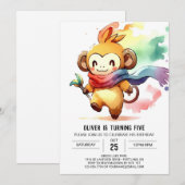 Bohemischer Waldaffe Geburtstag Einladung (Vorne/Hinten)
