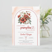 Bohemischer weißer Kürbis, roter Bordeaux Blume Einladung (Stehend Vorderseite)