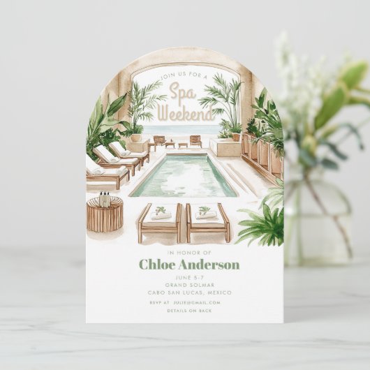 Bohemischer Wellness-Center | 4-tägige Bachelorett Einladung (Stehend Vorderseite)