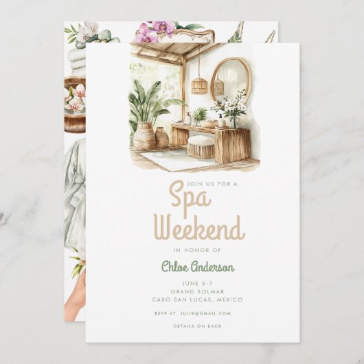 Bohemischer Wellness-Center | Bachelorette Wochene Einladung (Vorne/Hinten)
