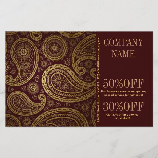 Bohemischer Western Country Gold-Bordeaux-Paisley Flyer (Vorne)