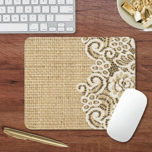 Bohemischer Western Land rustikale Burlap und Spit Mousepad