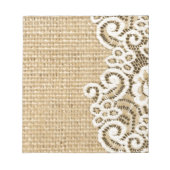 Bohemischer Western Land rustikale Burlap und Spit Notizblock (Vorderseite)