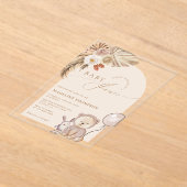 Bohemischer Whimsikskriptbär Pampas Babydusche Acryleinladungen (Ablage )