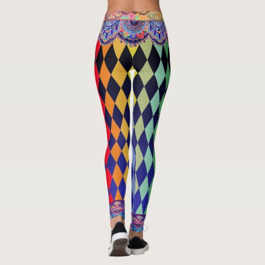 Bohemischer Zirkus-blauer Mitternachtsspaßvogel Leggings (Rückseite)