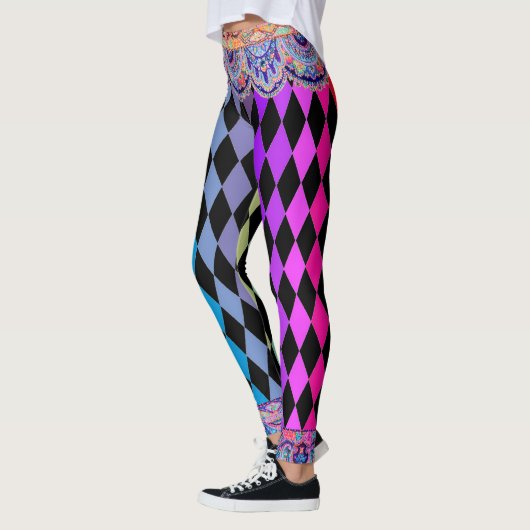 Bohemischer Zirkus-Jet-Schwarz-Spaßvogel Leggings (Links)