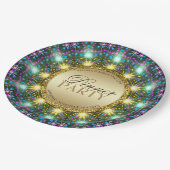 Bohemisches Abendessen Party Gold Schwarze Bright Pappteller (Schrägansicht)