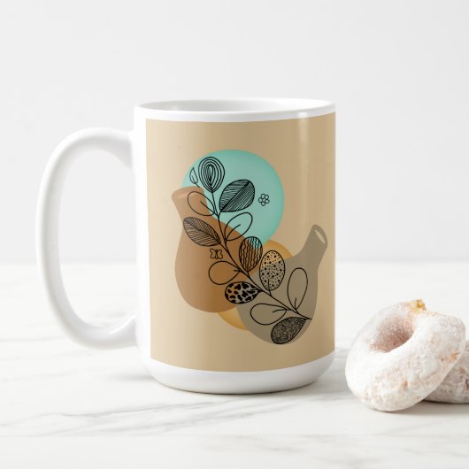 BOHEMISCHES ABSTRAKTES MINIMALISTISCH MIT SCHWARZL KAFFEETASSE (Mit Donut)