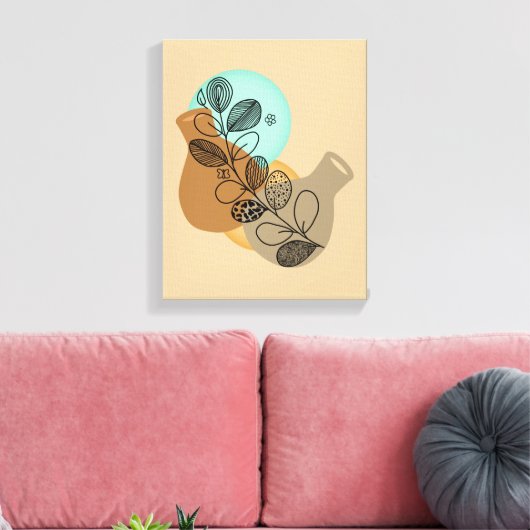 BOHEMISCHES ABSTRAKTES MINIMALISTISCH MIT SCHWARZL LEINWANDDRUCK (Insitu (Wohnzimmer))