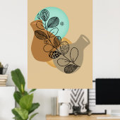BOHEMISCHES ABSTRAKTES MINIMALISTISCH MIT SCHWARZL POSTER (Heimbüro)