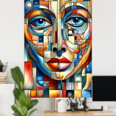 Bohemisches Abstraktes Modern Lady Face Poster (Heimbüro)