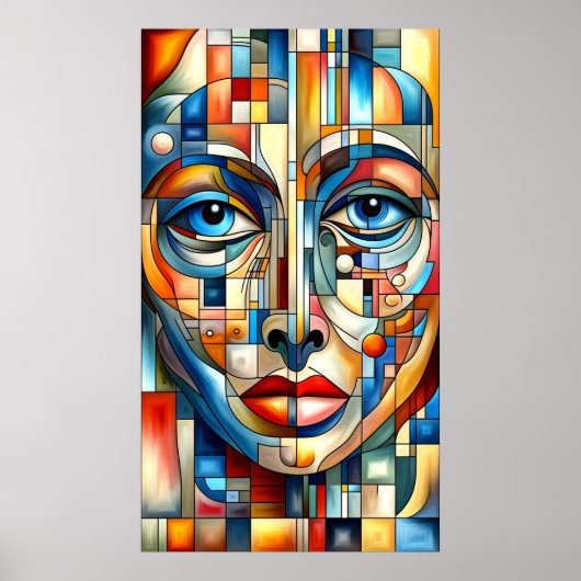 Bohemisches Abstraktes Modern Lady Face Poster (Vorne)