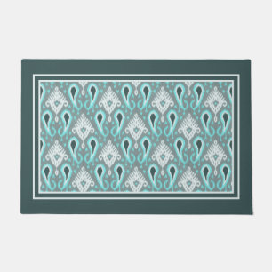 Bohemisches Aqua Turquoise Ikat Tribal Art Muster Fußmatte