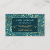Bohemisches Aquamarines Pfauenmuster Visitenkarte (Rückseite)