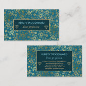 Bohemisches Aquamarines Pfauenmuster Visitenkarte (Vorne/Hinten)