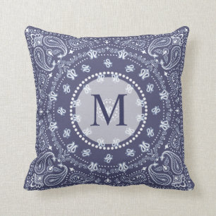 Bohemisches Art-Marine-Blau Paisley personalisiert Kissen