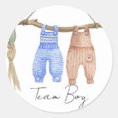 Bohemisches Baby Bekleidung Team Boy Gender enthül Runder Aufkleber (Vorderseite)