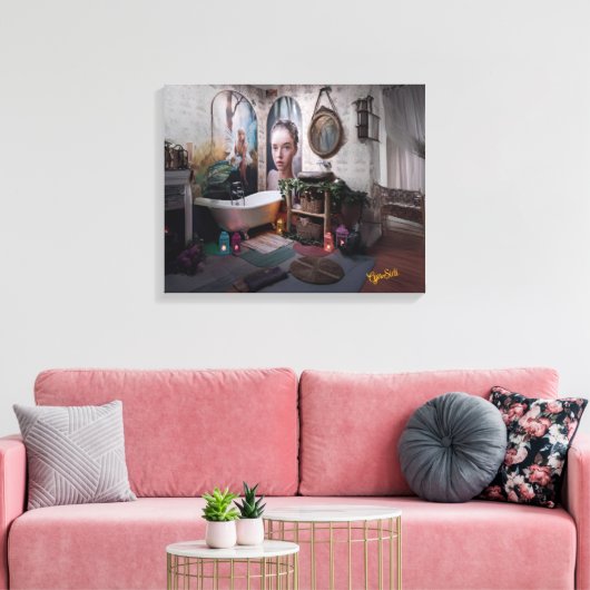 "Bohemisches Bad Bliss - Fee und Weiblichkeit Eleg Leinwanddruck (Insitu (Wohnzimmer))