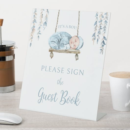 Bohemisches blaues Babyduschtenschild Sockelschild (In Situ)