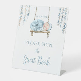 Bohemisches blaues Babyduschtenschild Sockelschild