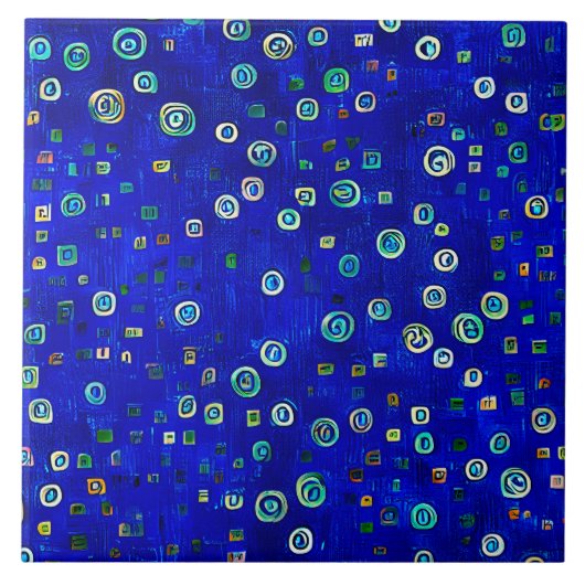 Bohemisches blaues Jugendstil Fliese (Vorderseite)