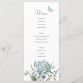 Bohemisches Blue Botanical Watercolor Wedding Menu Menükarte (Vorderseite)