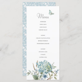 Bohemisches Blue Botanical Watercolor Wedding Menu Menükarte