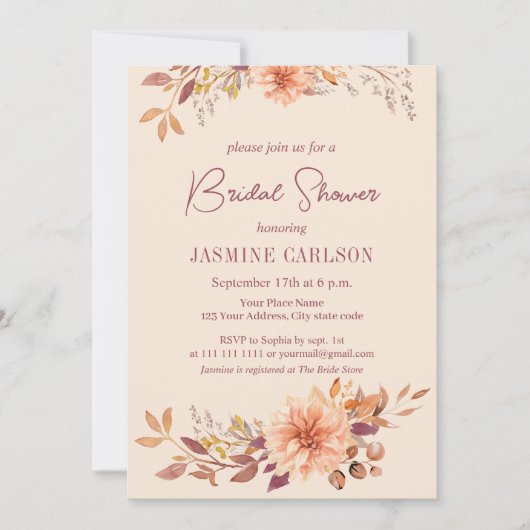 Bohemisches Blume-Brautparty Einladung (Vorderseite)