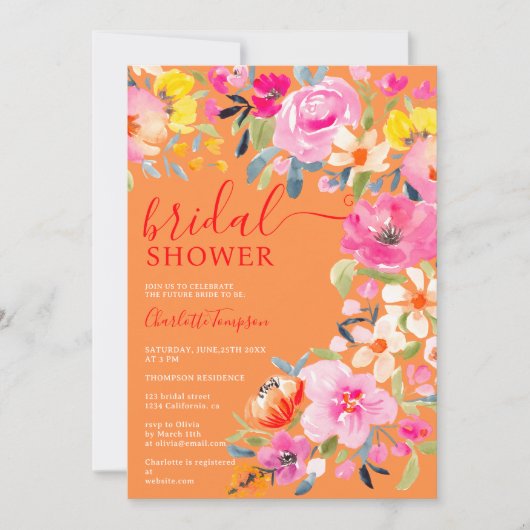 Bohemisches, blumenfarbenes Brautparty Einladung (Vorderseite)