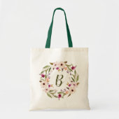 Bohemisches Blumenkraut-Monogramm-Beutel Tragetasche (Vorne)
