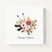 Bohemisches Blumenmuster-Monogramm Notizblock (Rückseite)